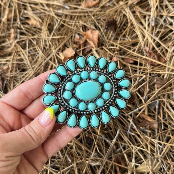 RELISTED Turquoise Concho Belt Buckle - Picture 2 of 6